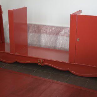 red vintage sideboard buffet cabinet