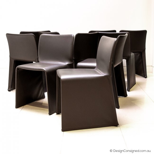 Molteni glove leather dining chairs by Patricia Urquiola