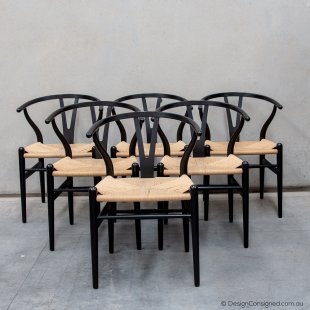 set of six authentic wishbone chairs
