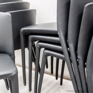 black leather designer dining chairs for sale