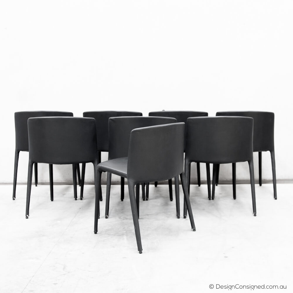 8 Achille black leather dining chairs from MDF Italia 8 black leather Achille chair from MDF Italia
