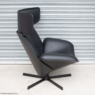 Almora black leather lounge and ottoman BBItalia designer home furniture