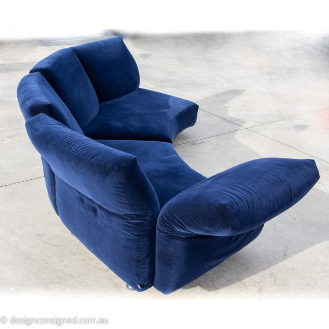 essential blue velvet sofa by Edra designer furniture outlet