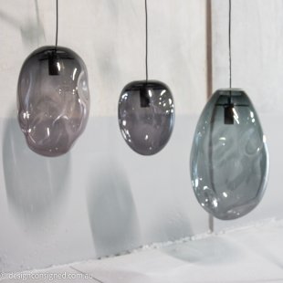 hand blown glass pendant lights by Mark Douglass