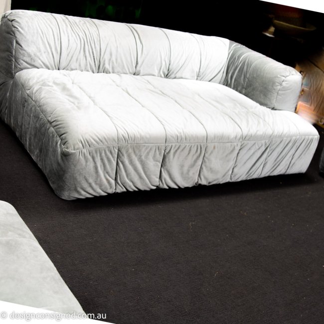 luxury grey velvet Strips sofa by Cini Boeri