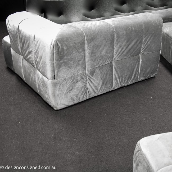 grey velvet modular sofa Arflex at www design consigned com au