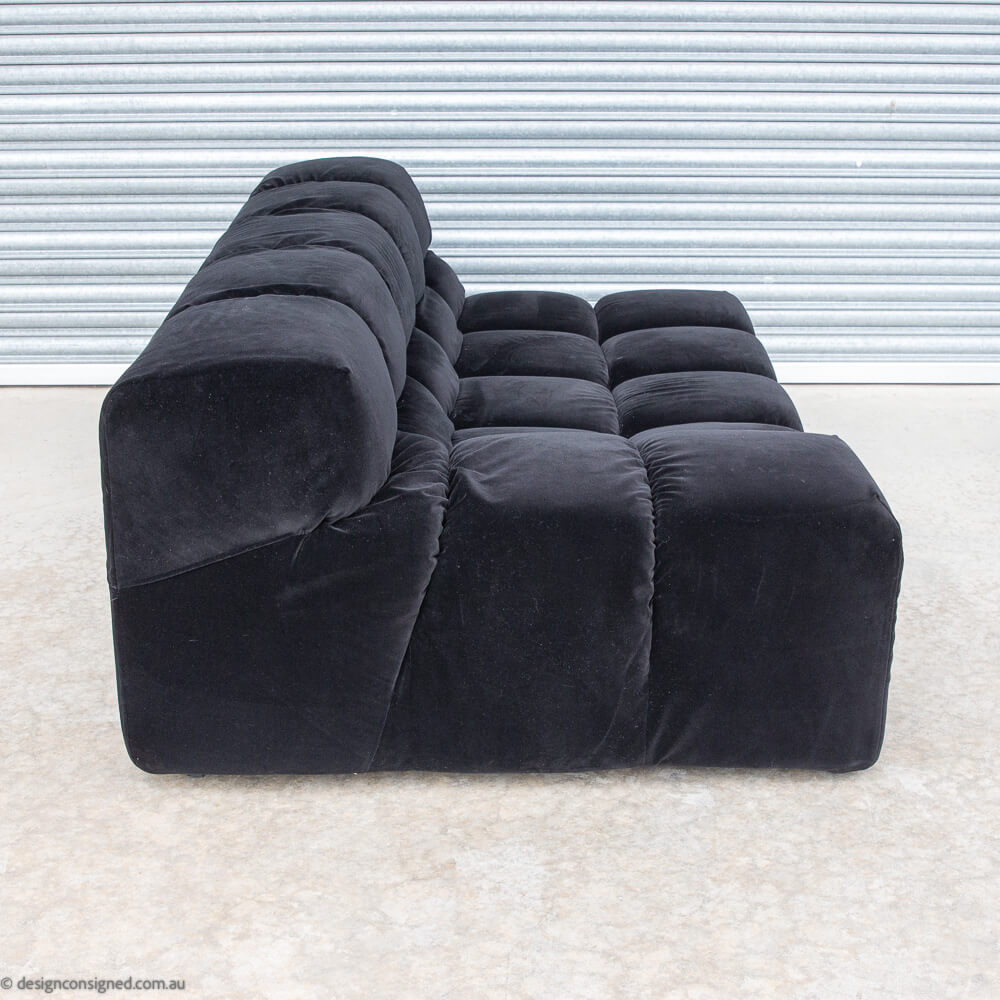 black velvet Tufty Time sofa BBItalia for sale preowned tufty time home furniture on consignment