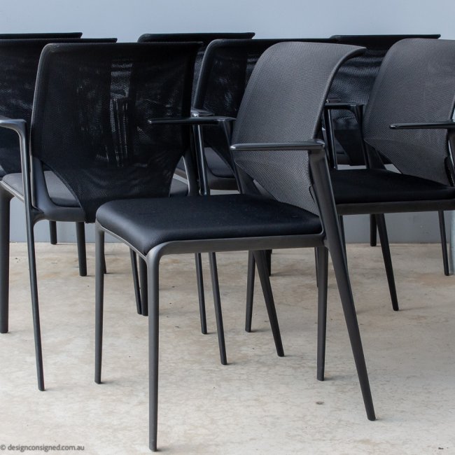 set of 8 black media chairs from Vitra for sale