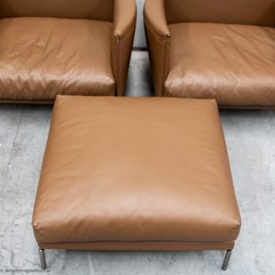 designer leather lounge chair and ottoman for sale