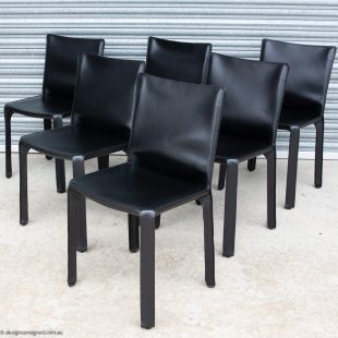 6 black Cab chair by Mario Bellini for Cassina