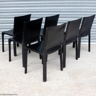 6 black cab chairs by Mario Bellini for cassina