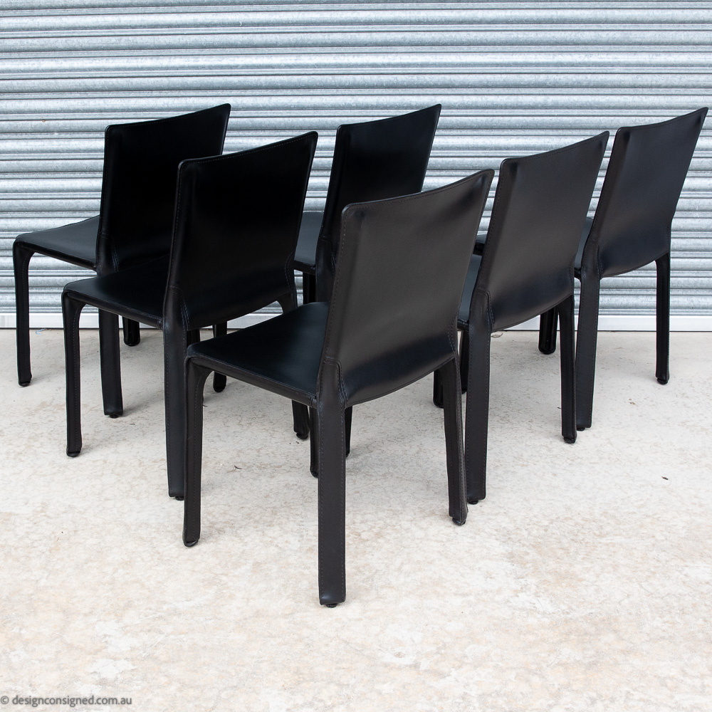 6 black cab chair by Mario Bellini for Cassina 6 black cab chairs by Mario Bellini for cassina