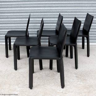 set of 6 black cab chair by Mario Bellini for cassina