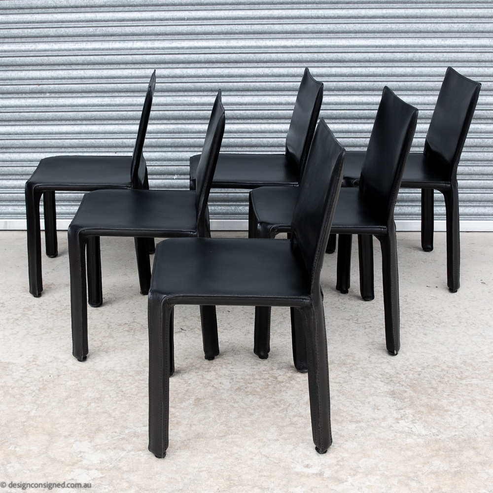 6 black cab chair by Mario Bellini for Cassina set of 6 black cab chair by Mario Bellini for cassina