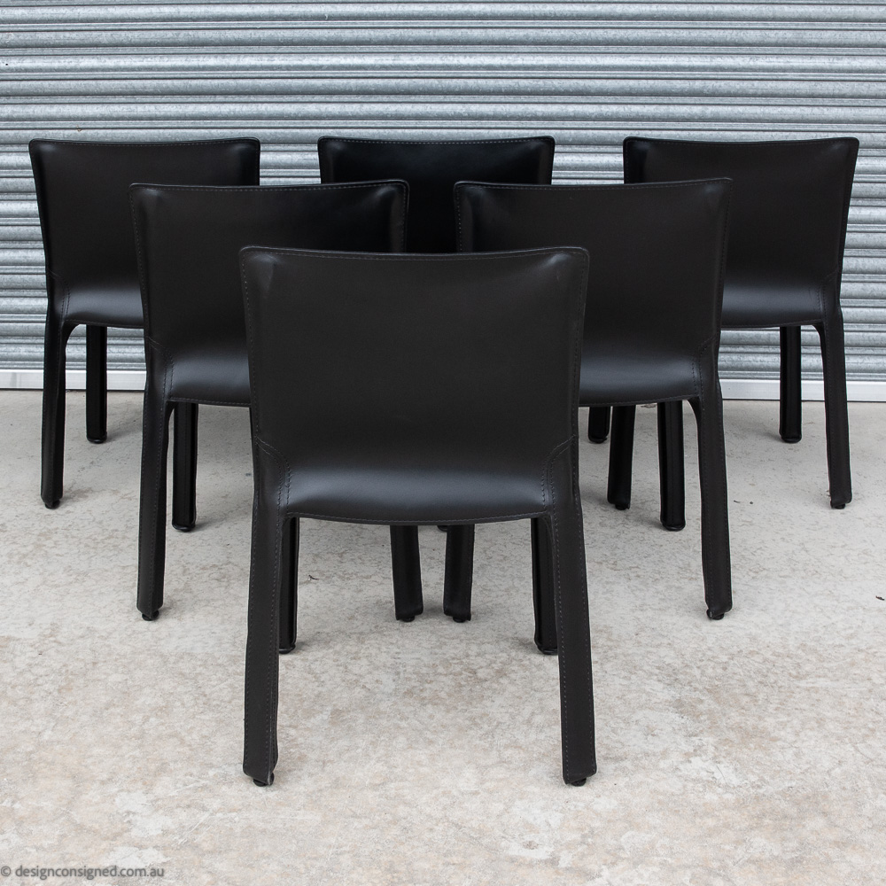 6 black cab chair by Mario Bellini for Cassina preowned black cab chairs for sale