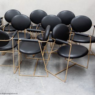 black leather Baxter designer dining chairs for sale at Design Consigned