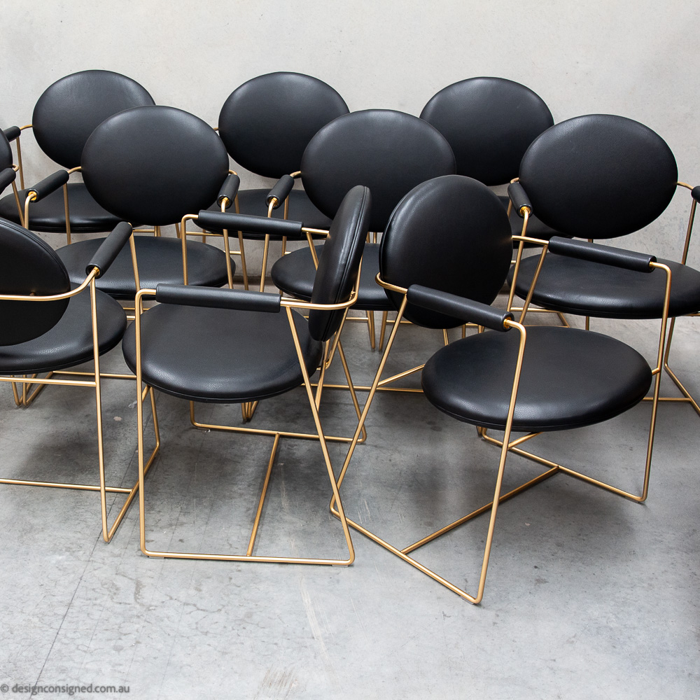 preowned gemma chair by Draga and Aura for Baxter made in Italy black leather Baxter designer dining chairs for sale at Design Consigned